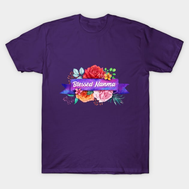 Blessed Nanma Floral Design with Watercolor Roses T-Shirt by g14u